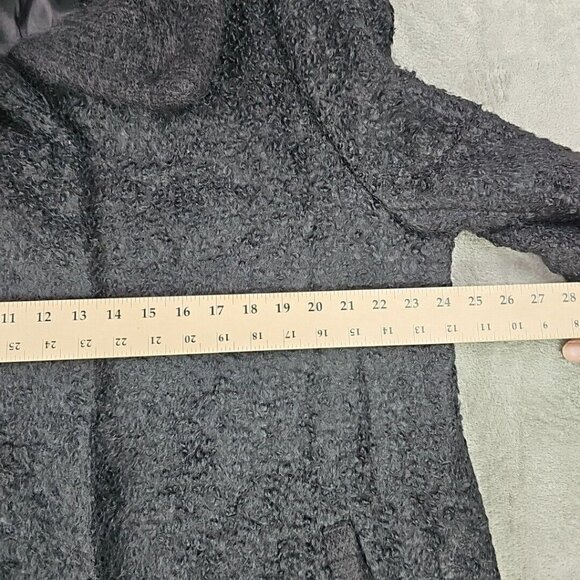 Eileen Fisher Suri Alpaca Wool Coat Womens Size 1X Black Shearling Snap Collar - Picture 3 of 8